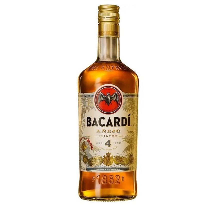 Bacardi Anejo Cuatro Aged 4 Years Gold Rum 1Ltr