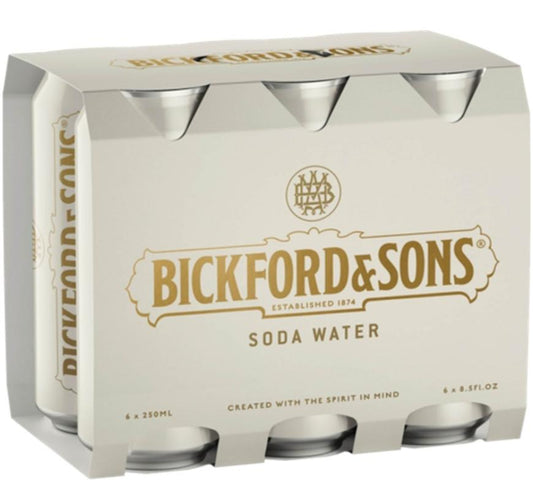 Bickfords & Sons Soda Water Cans (carton/6pack) 250mL