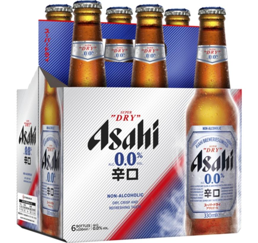 Asahi Super Dry 0.0% Non Alcoholic Beer Bottle 6PK x 330mL