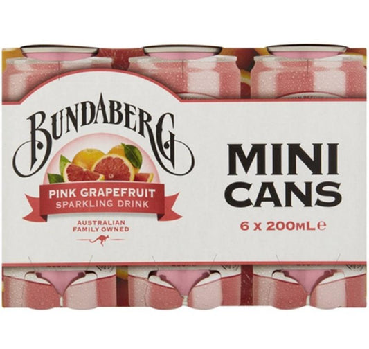 Bundaberg Pink Grapefruit Sparkling Drink Mini Cans (carton/6pack) 200ml