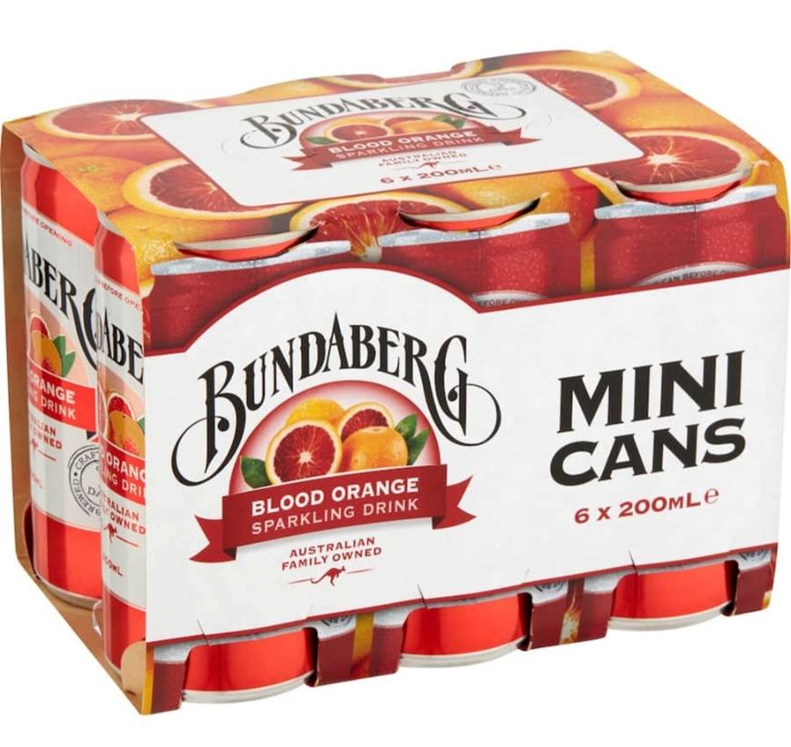 Bundaberg Blood Orange Sparkling Drink Mini Cans (carton/6pack) 200ml