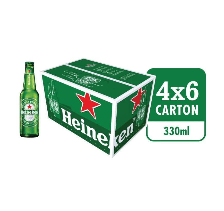 Heineken Bottle (carton/6 pack) 330ml