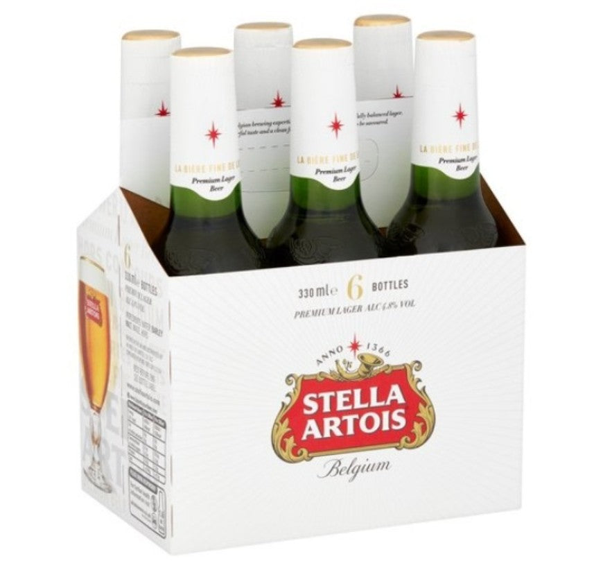 Stella Artois Premium Belgian Lager Bottle (carton/6pack)  330ml