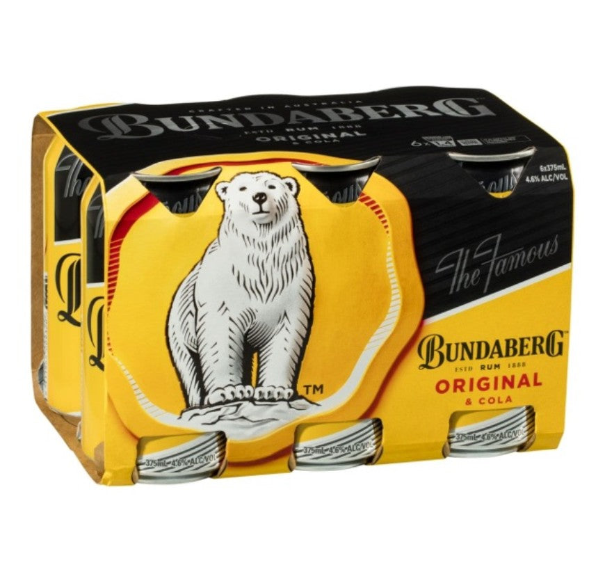 Bundaberg Original & Cola Rum Can (carton/6pack) 375ml