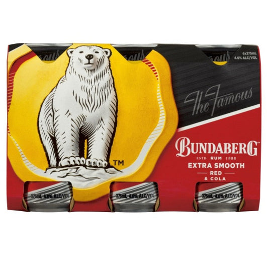 Bundaberg Extra Smooth Red & Cola Rum Can (carton/6pack) 375ml