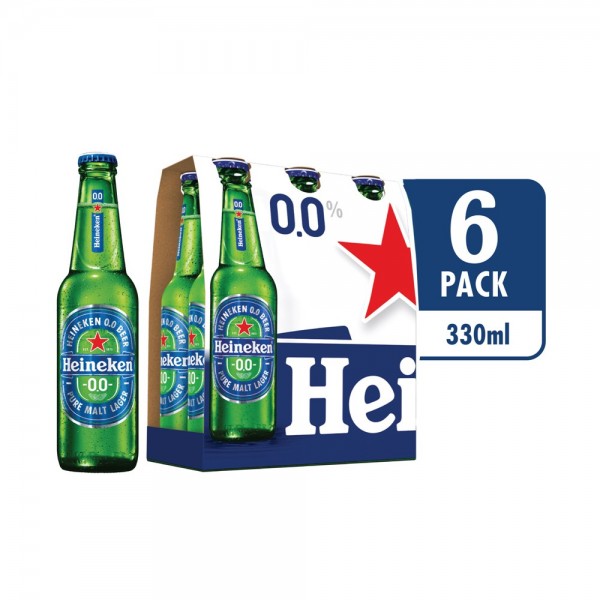 Heineken 0.0 Pure Malt Lager Beer Bottle  6 Pack 330ml