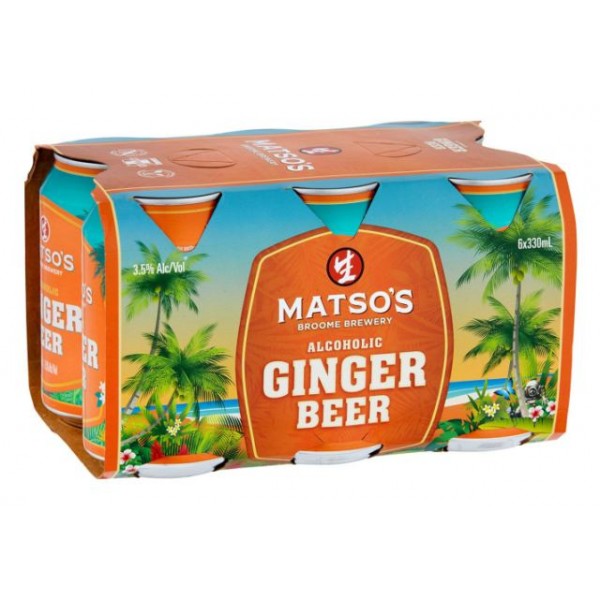 Matso's Ginger Beer Bottles Can 6 Pack 330ml