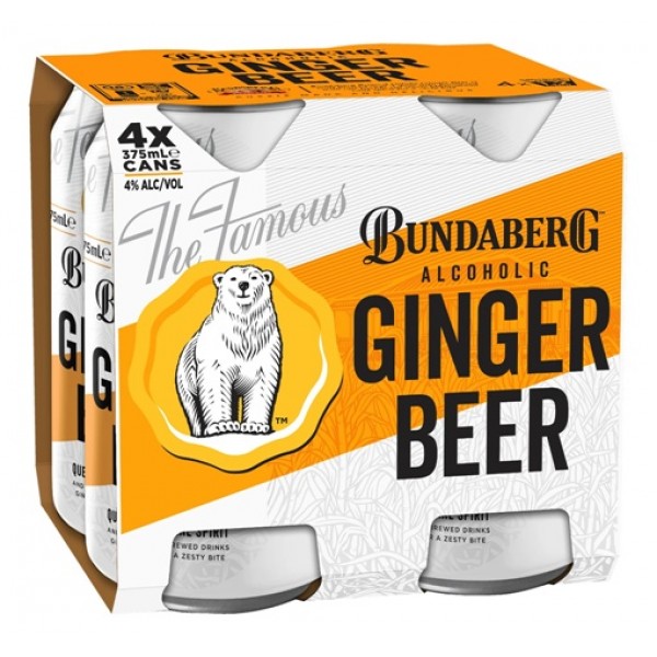 Bundaberg Alcoholic Ginger Beer Can 4pack 375ml