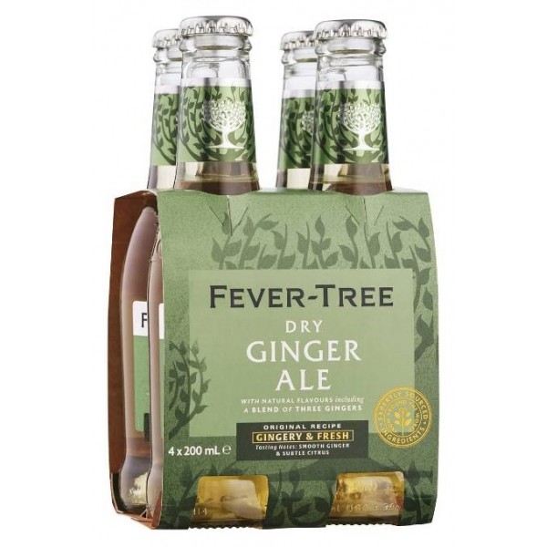 Fever-Tree Premium Dry Ginger Ale 4PK Bottle 200ml